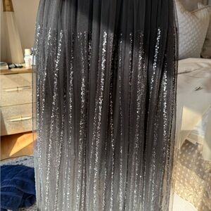 Brunello Cucinelli Navy and Silver Sequin Maxi Skirt
